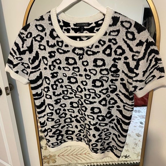 INTERMIX animal print sweater tee - Picture 1 of 3